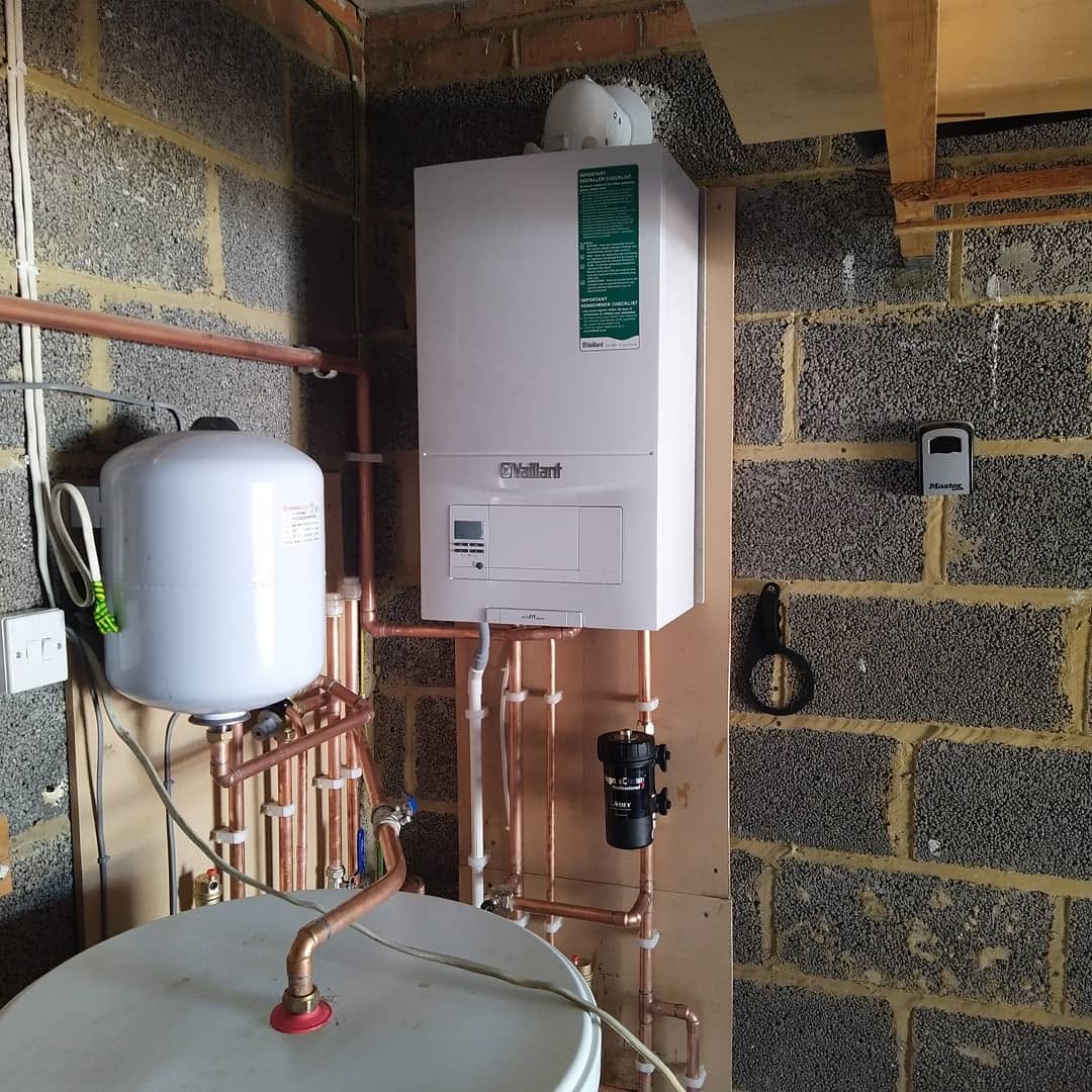 Vaillant boiler installed and commissioned with copper pipework — by T W Furlong
